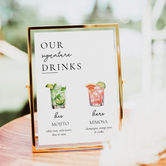 シグネチャーミニマルドリンクの看板、400以上のドリンクのポスター ポスター