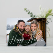 シグネチャーモダンスクリプトのアイスブルー写真 箔シーズンカード (立ち正面)