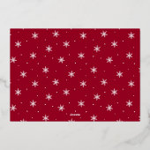 シグネチャーモダンスクリプトのクリスマスレッド写真 箔シーズンカード (裏面)