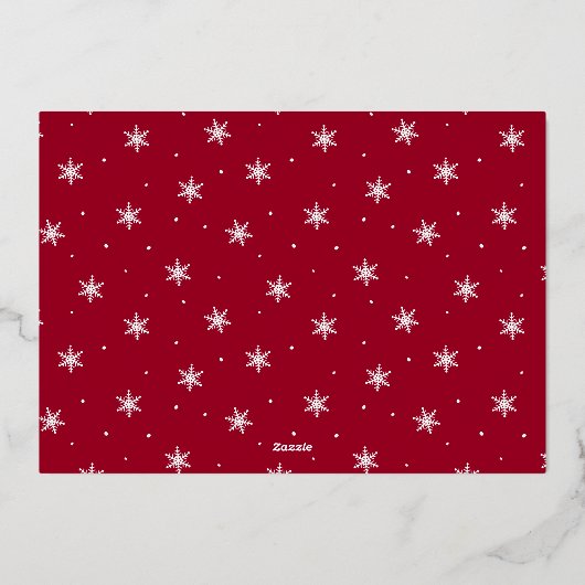 シグネチャーモダンスクリプトのクリスマスレッド写真 箔シーズンカード (裏面)