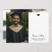 シグネチャーモダンスクリプトの卒業写真 サンキューカード (正面/裏面)