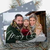 シグネチャーモダンスクリプトクリスマスアイスブルー写真 シーズンカード