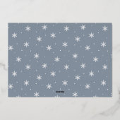 シグネチャーモダンスクリプトクリスマスアイスブルー写真 箔シーズンカード (裏面)