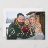 シグネチャーモダンスクリプトクリスマスグリーン写真 シーズンカード (正面)