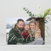 シグネチャーモダンスクリプトクリスマスグリーン写真 シーズンカード (スタンド正面)