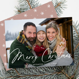 シグネチャーモダンスクリプトクリスマスダスティーバラ写真 シーズンカード