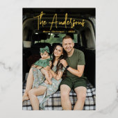 シグネチャーモダンスクリームアンドオリーブ写真 箔シーズンカード (正面)