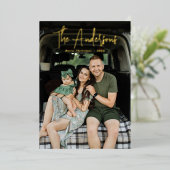 シグネチャーモダンスクリームアンドオリーブ写真 箔シーズンカード (立ち正面)