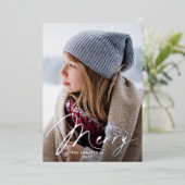 シグネチャーモダンメリースクリプトIcy Blue写真 箔シーズンカード (立ち正面)