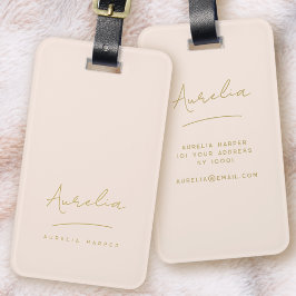 シグネチャーモノグラム赤面ピンクモダン金ゴールドフェミニン ラゲッジタグ