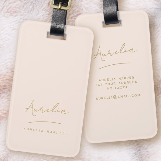 シグネチャーモノグラム赤面ピンクモダン金ゴールドフェミニン ラゲッジタグ