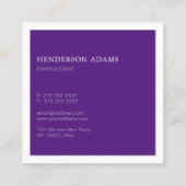 シグネチャーラグジュアリー王室のスクリプト紫と白 スクエア名刺 (裏面)