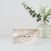 シグネチャーヴィンテージ金ゴールドベ絵画ージュのビジネスカー 名刺 (スタンド正面)