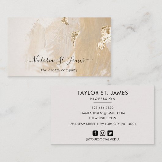 シグネチャーヴィンテージ金ゴールドCream名刺 名刺 (正面/裏面)