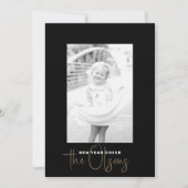 シグネチャー応援シックな黒い新年の写真カード シーズンカード (正面)