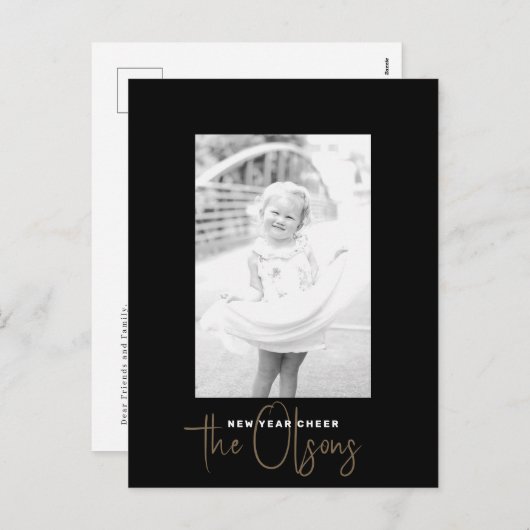 シグネチャー応援シック黒年賀状 シーズンポストカード (正面/裏面)