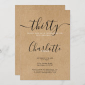 シグネチャー素朴クラフト30歳の誕生日 招待状 (正面/裏面)