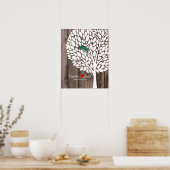 シグネチャー結婚ズゲストブックツリーティール（緑がかった色）ウッド ポスター (キッチン)