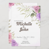 シグネチャー結婚式招待状紫色の花 招待状 (正面/裏面)