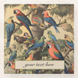 シグネチャー ソワレー パロット キャノピー ヴィンテージ ボタニカル ガラスコースター