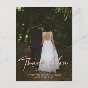 シグネチャー フェイクバラの結婚金ゴールド写真ありがとう ポストカード