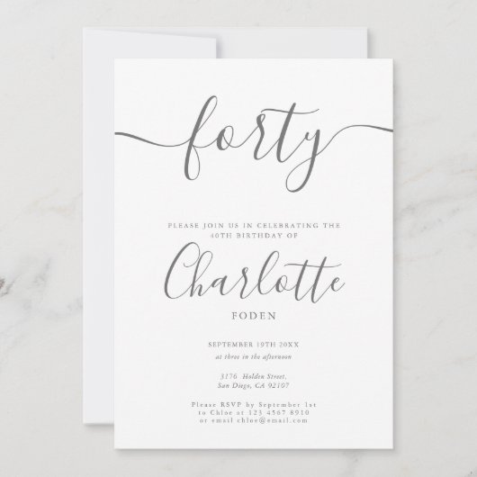 シグネチャー 40歳の誕生日 招待状 (正面)