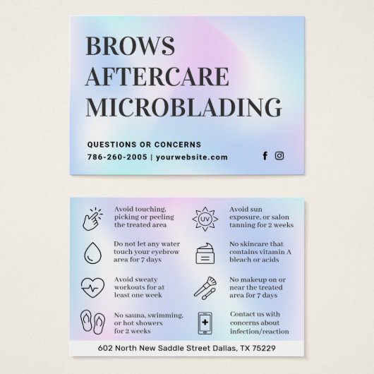 シグネチャーUV光沢ホログラフィックブローアフターケア (正面&裏面)