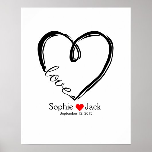 シグネチ結婚ャのゲストブックインフィニティハートカラー ポスター (正面)