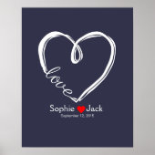 シグネチ結婚ャのゲストブックインフィニティハートカラー ポスター (正面)