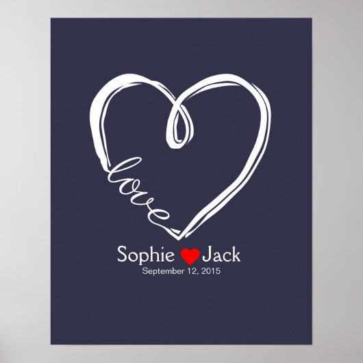 シグネチ結婚ャのゲストブックインフィニティハートカラー ポスター (正面)