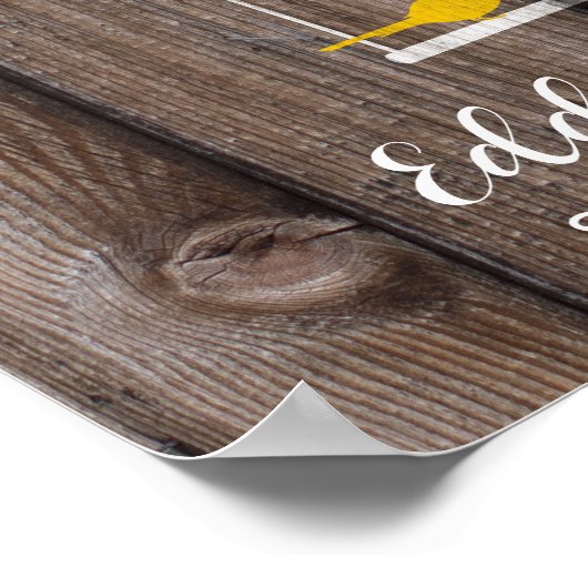 シグネチ結婚ャの本の木の鳥の黄色い木 ポスター (角)