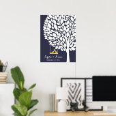 シグネチ結婚ャ・ブック・ツリー・バード・イエロー ポスター (ホームオフィス)