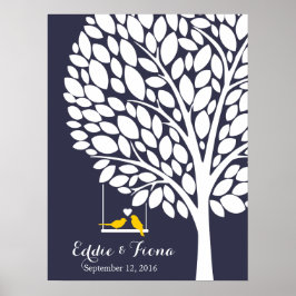 シグネチ結婚ャ・ブック・ツリー・バード・イエロー ポスター