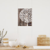 シグネチ結婚ャ・ブック・ツリー・バード・ネイビー・ウッド ポスター (キッチン)