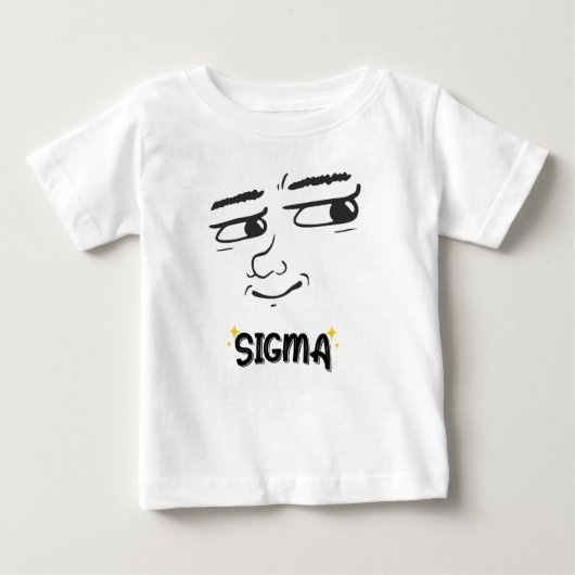 シグマおもしろい顔 – ツイスト付きアルファマインドセット ベビーTシャツ (正面)