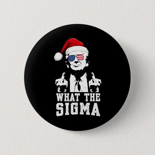 シグマトランプサンタおもしろいクリスマスミームXm 缶バッジ (正面)