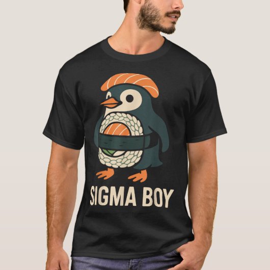 シグマボーイイタリアンミームペおもしろいンギン Tシャツ (正面)