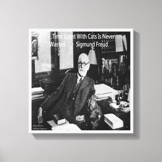シグムント・フロウおもしろいドとその有名な猫引用文プリント キャンバスプリント (正面)