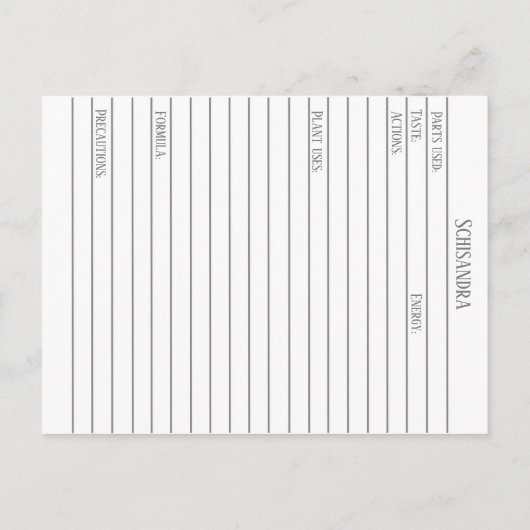 シサンドラハーブマテリアメディカカードハーブ勉強 ポストカード (裏面)