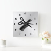 シザーとコーム スクエア壁時計 (ホーム)