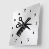 シザーとコーム スクエア壁時計 (傾斜)