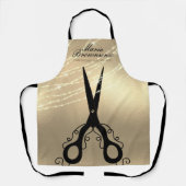 シザースカット美容師グリッター金ゴールド理容師 エプロン (正面)