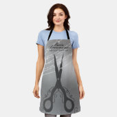 シザースカット美容師グリッター銀理容師 エプロン (着用した状態)