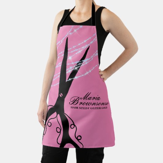 シザースワール切断美容師グリッターピンク エプロン (インサイチュ)