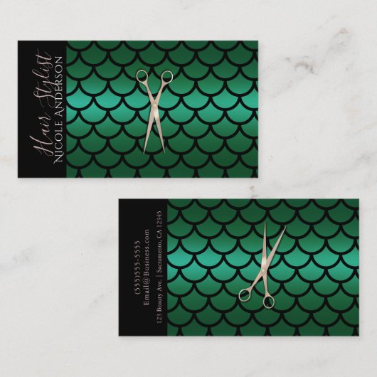 シザーズグリーンマーメイド美容師 名刺 (正面/裏面)