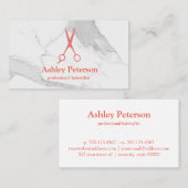 シザーズロゴヘアスタイリスト大理石&バラ金ゴールド 名刺 (正面/裏面)