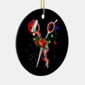 シザーヘアスタイリストサンタクリスマス美容師H セラミックオーナメント (右)