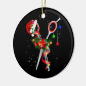 シザーヘアスタイリストサンタクリスマス美容師H セラミックオーナメント (左)