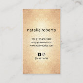 シザーモダンとハンドロゴのヘアサロン金ゴールド 名刺 (裏面)