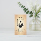 シザーモダンとハンドロゴのヘアサロン金ゴールド 名刺 (スタンド正面)